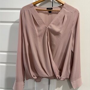 Halogen Blush Cross Front Draped Wrap Blouse Sz 1 Interview Outfit Women Career